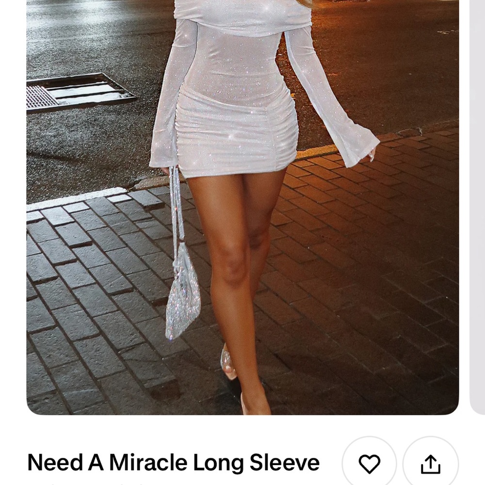 White Fox Boutique Sparkling White Long Sleeve Dress